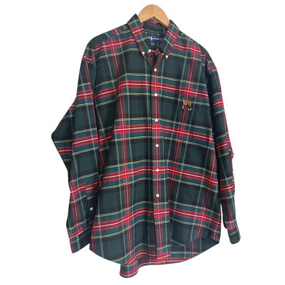Ralph Lauren VTG 90's Boxer Logo Men's XL Plaid Button Down Shirt Classic Fit - Picture 1 of 11